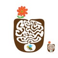 Vector Maze, Labyrinth with Flying Bee and flower Royalty Free Stock Photo