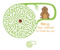 Vector Maze, Labyrinth with Marmot and Nut.