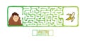Vector Maze, Labyrinth with Monkey and Banana.