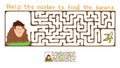 Vector Maze, Labyrinth with Monkey and Banana