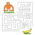 Vector Maze, Labyrinth with orangutan and banana