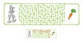 Vector Maze, Labyrinth with Rabbit and Carrot.