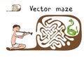 Vector Maze, Labyrinth with Snake and Fakir Royalty Free Stock Photo