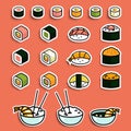 Vector meal rolls sushi set