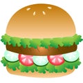 Vector Meat grill and Vegetable Hamburger