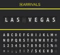 Vector Mechanical airport scoreboard for flights to land of casino Las Vegas. Flight arrivals flip board