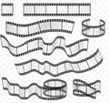 Vector media film strips roll set. Negative and strip film 35mm. Royalty Free Stock Photo