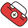 Vector medical doodles, red ambulance suitcase for first aid