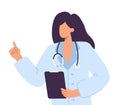 Vector medical icon doctor with folder. Image Doctor with stethoscope. Illustration Medic people avatar in a flat style