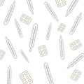 vector medical pattern of thermometers and pills Royalty Free Stock Photo