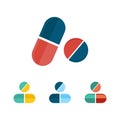 Vector medical pills - medicine icon, capsule and drug - healthcare icon inspiration vector. Royalty Free Stock Photo