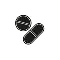 Vector medical pills - medicine icon, capsule and drug - healthcare icon Royalty Free Stock Photo