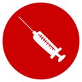 Vector medical red icon. Healthcare design. Syringe icon. Hand drawn doodle Royalty Free Stock Photo