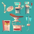 Vector medical surgery set, cartoon hospital equipment