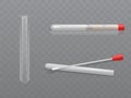 Vector medical test tube and cotton swab