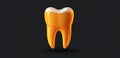 Vector medical tooth icon in orange on a solid black background, Royalty Free Stock Photo