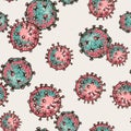 Vector medical virus protection seamless pattern on white background Royalty Free Stock Photo