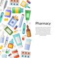 Vector medicines, pills and potions background