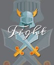 Vector medieval crossed swords and helmet elements Royalty Free Stock Photo