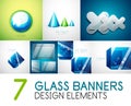 Vector mega collection of glass glossy realistic plates and shapes for your text Royalty Free Stock Photo