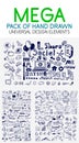 Vector mega collection of hand drawn business, economy and social elements