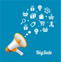 Vector Megaphone and icon. Big sale concept