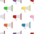 Vector megaphone seamless pattern, device to announce news