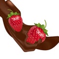 Vector melted chocolate and strawberries Royalty Free Stock Photo