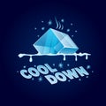 Vector melting ice cube icon with text cool down