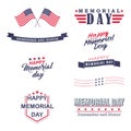 Vector Memorial day design elements. Happy Memorial Day, Remember and Honor lettering for holiday design. Royalty Free Stock Photo