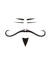 Vector men face with mustache isolated on white