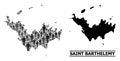 Vector Men Mosaic Map of Saint Barthelemy and Solid Map