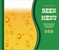 Vector Menu with Beer Drops On Green Background. Esp 10 Template