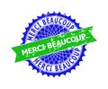 MERCI BEAUCOUP Bicolor Rosette Grunged Stamp