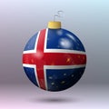 Vector - Merry Christmas ball with Iceland flag