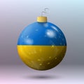 Vector - Merry Christmas ball with Ukraine flag Royalty Free Stock Photo