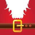 Vector merry christmas classic red cartoon background with santa claus white beard, belt and golden buckle. vector Royalty Free Stock Photo