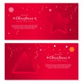 Merry Christmas and Happy New Year Banner Template on Red Gradient Color Background Royalty Free Stock Photo