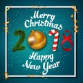 Vector 2018 Merry Christmas and Happy New Year illustration Royalty Free Stock Photo
