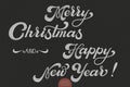 Vector Merry Christmas and Happy New Year text. Calligraphic lettering design card template.Creative typography gift Royalty Free Stock Photo