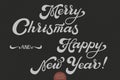 Vector Merry Christmas and Happy New Year text. Calligraphic lettering design card template.Creative typography gift Royalty Free Stock Photo