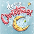 Vector merry christmas illustration with cheese moon