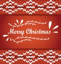 Vector Merry Christmas lettering on a knit sweater ornamend. Red