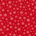 Vector Merry Christmas seamless pattern with snowflakes on red. Royalty Free Stock Photo