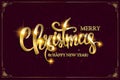 Vector Merry Christmas text with glitter elements. Royalty Free Stock Photo