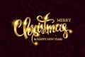 Vector Merry Christmas text with glitter elements. Royalty Free Stock Photo