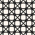 Vector mesh seamless pattern. Black and white geometric grid, lattice, net, lace Royalty Free Stock Photo