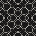 Vector mesh seamless pattern with thin plaited wavy lines. Black and white Royalty Free Stock Photo