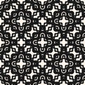 Vector mesh seamless pattern with wavy shapes. Black and white lace texture Royalty Free Stock Photo