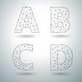 Vector mesh stylish alphabet letters A B C D Royalty Free Stock Photo